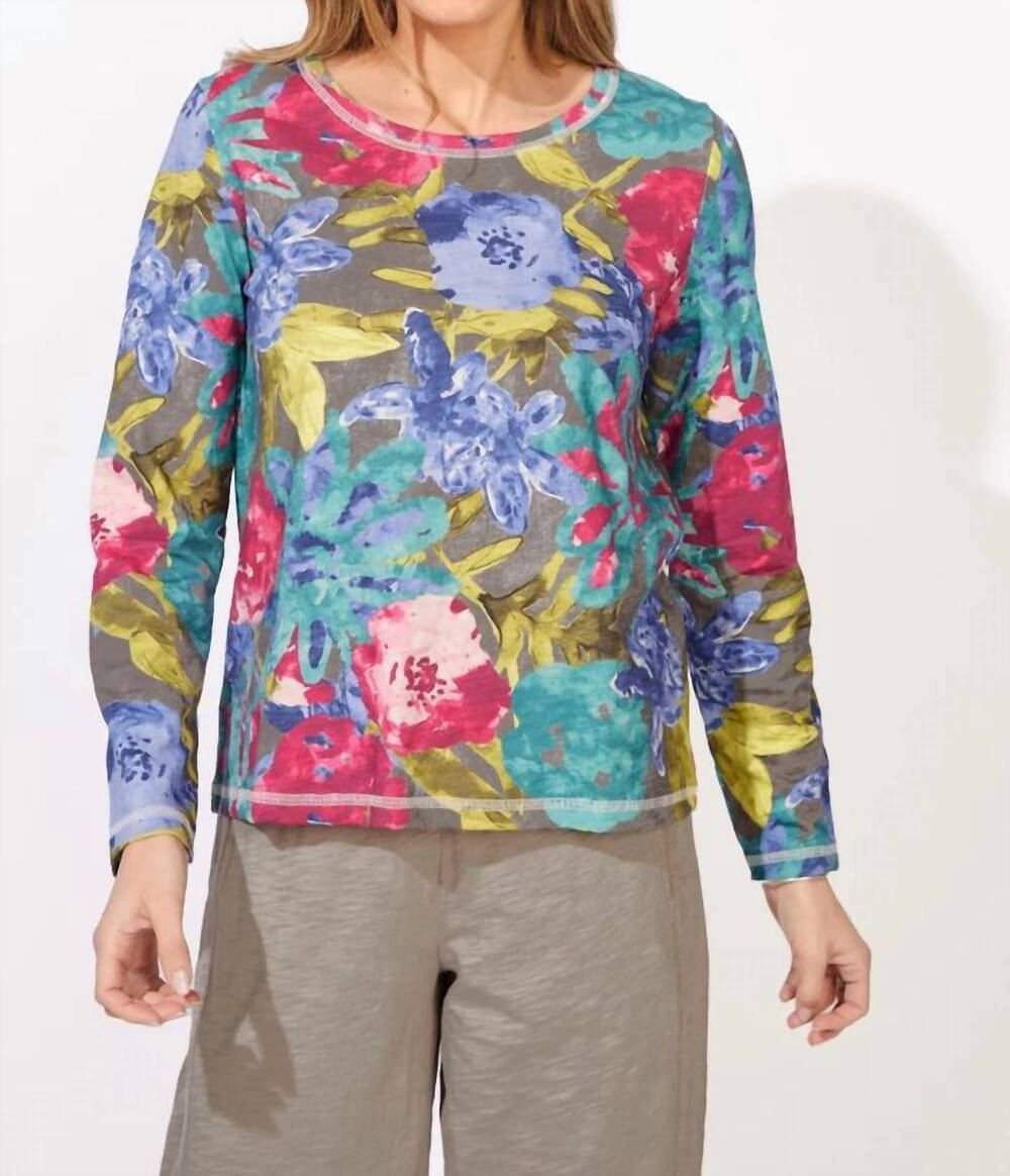 NEW ESCAPE BY HABITAT botanical blooms perfect layer tee in grey